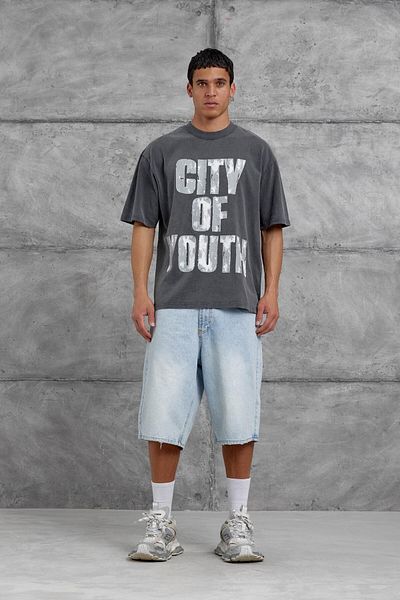 NOMARC Μπλουζάκι Smoked City Of Youth με στάμπα OVersize