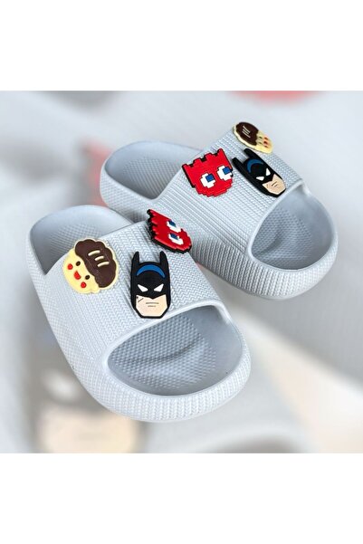 İpek Boy's Light Sole Eva Seaside Beach Casual Slippers with Stickers