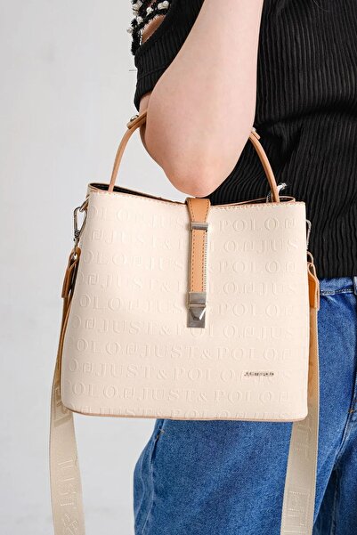 Just Polo Vegan Leather Premium Product Multi-Compartment Women's Shoulder Bag Glb-lb-4002 Gray Combination