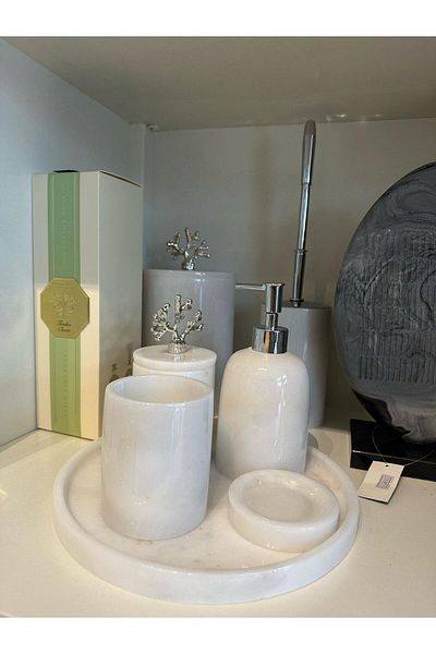 Atölye 7 home decoration Bathroom Set 7 Pieces White Marble