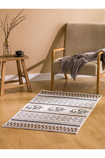 LC Waikiki Karişik Fil Nakışlı Halı 80x140 Cm (S5)