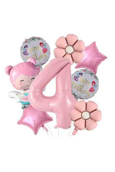Azebu مجموعة بالونات عيد ميلاد فتاة الجنية من رقائق الفويل