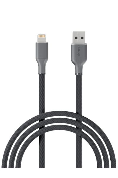 Tiknal | USB-A to Lightning Cable – 1M – Gray – Nylon Braided – Fast Charging