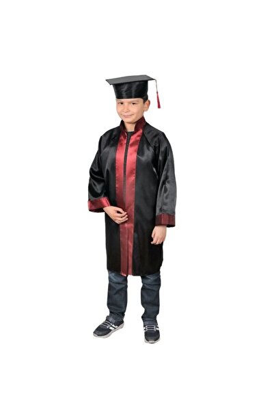 Nacar Çocuk Unisex anaokulu şeritli kep-cübbe mezuniyet takım
