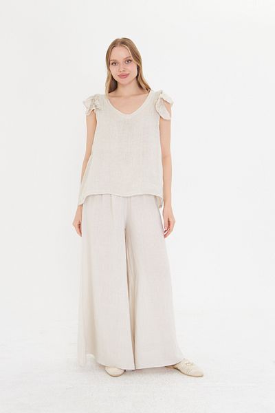 Ragazze Ventenni Shoulder Detailed Linin Loose Suit Compatible with Sea and Summer Season