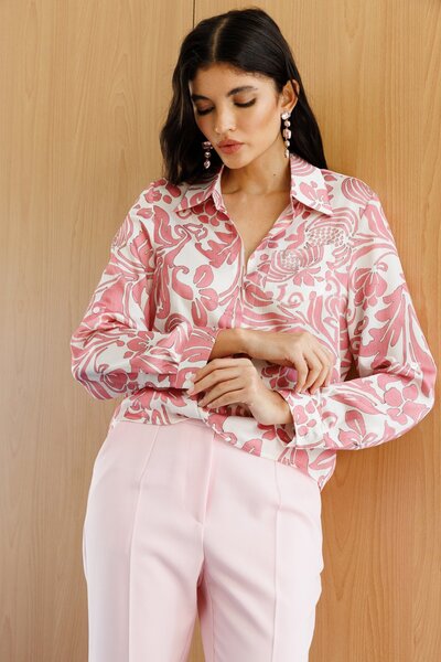 ON Desenli Geniş Yaka Gömlek