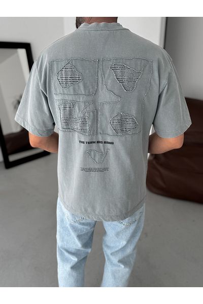BYBASICMAN Gray Back Piece Oversize T-Shirt Yp-5058