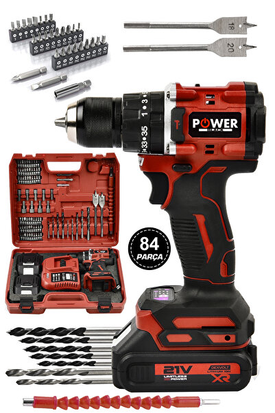POWER BLACK KÖMÜRÜSZ DARBELİ KIRMIZI 82 PARÇA HEDİYELİ ÇİFT AKÜLÜ ÇELİK KAFA