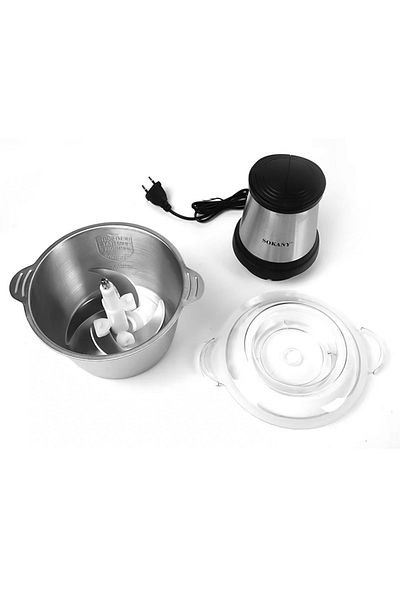 SOKANY Sk-7002a Electric Chopper, 700 W, 4 Stainless Steel Blades, 2l, Stainless Steel Container