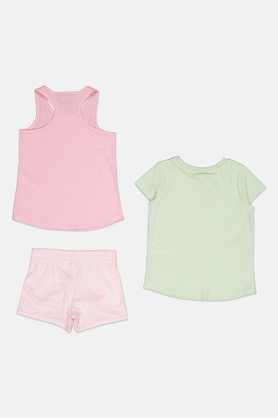 Puma Kids Girl 3 Pieces Brand Logo Top And Bottom Set, Multicolor