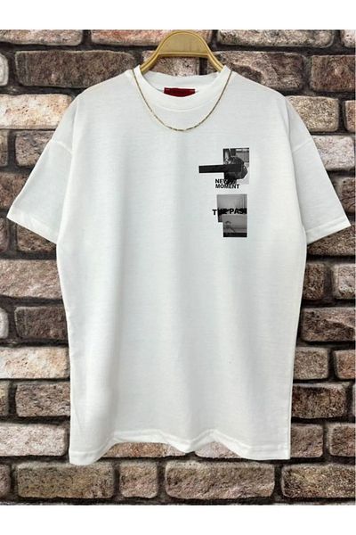 Altamira Unisex Λευκό Oversize New Moment με στάμπα φαρδιά εφαρμογή Casual T-shirt