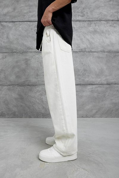 NOMARC Κρέμα W11 Loose Fit φαρδύ παντελόνι