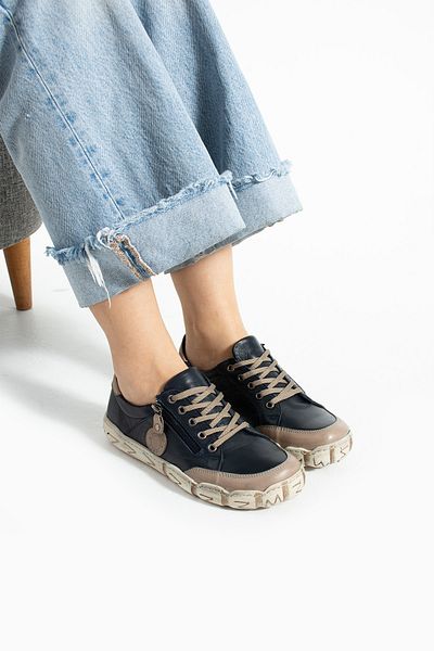 Getcho Serpa Women's Genuine Leather Dark Navy Blue Casual Shoes