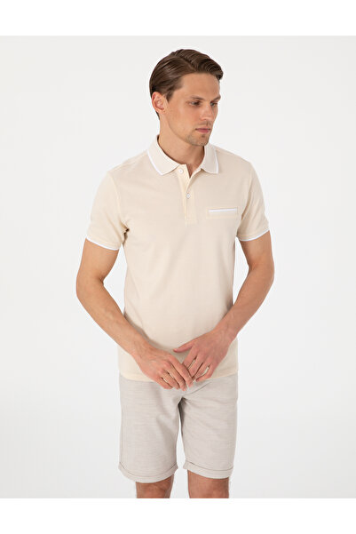 Pierre Cardin Bej Slim Fit %100 Pamuk Düğmeli Polo Yaka Tişört 50307562-VR011