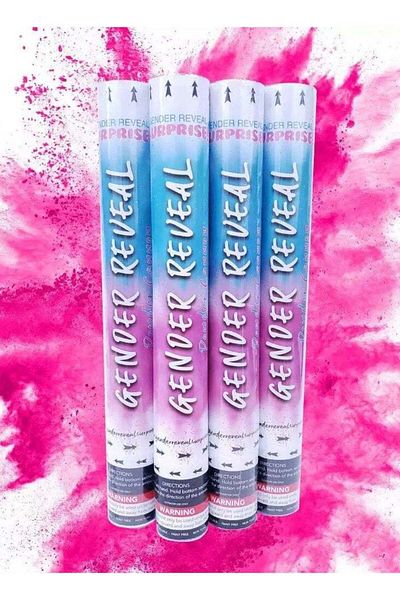 TOTA 4 Pack Pink Gender Reveal Confetti Cannon, 30 cm Party Poppers