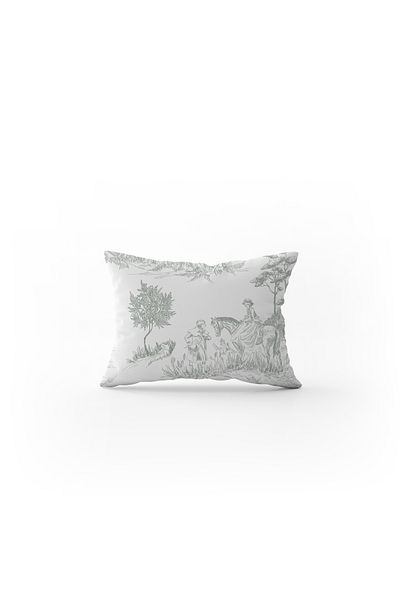 Filamente Double Sided Throw Pillow Cover Toile De Jouy Style