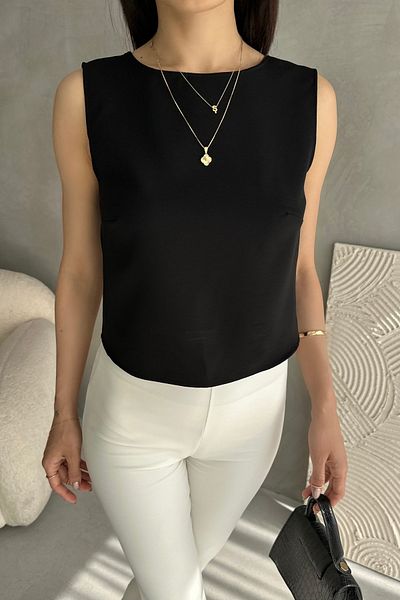 Fav Style Γυναικείο Αμάνικο Μπλουζάκι με λαιμόκοψη χωρίς πλάτη, μαύρο