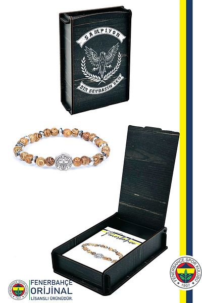 Fenerbahçe Original Licensed Fb Thuja Bracelet Gift with Wooden Box