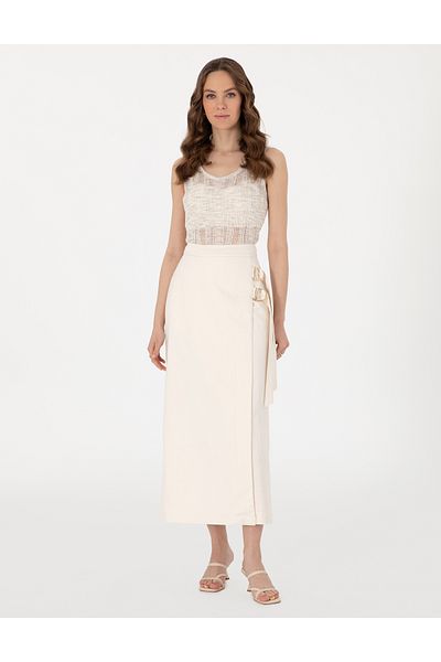 Pierre Cardin Ecru A-Line Woven Skirt 50301232 -Vr019