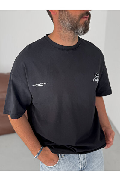 BYBASICMAN Чорна футболка Oversize з принтом Godspeed JJ-106