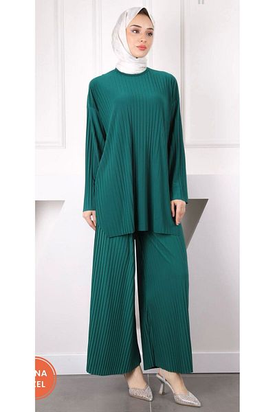 SMY Sandy Fabric Pleated Bottom Top Set