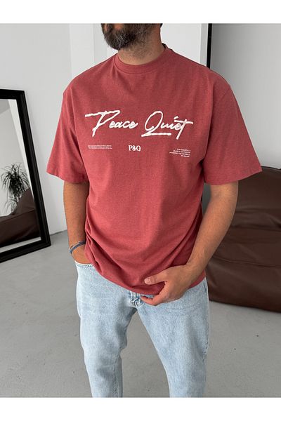 BYBASICMAN Tile Peace Printed Oversize T-Shirt Yp-5066