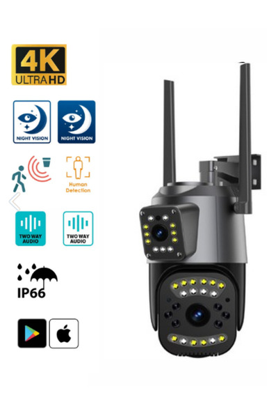 DarkRage 2+2 Mp Hd 4K Ip Kamera Wifi Özellikli Hareket Takipli Gece Sensörlü ...