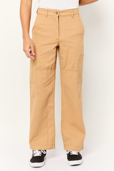 Esprit Men Regular Fit Solid Cargo Pants, Brown