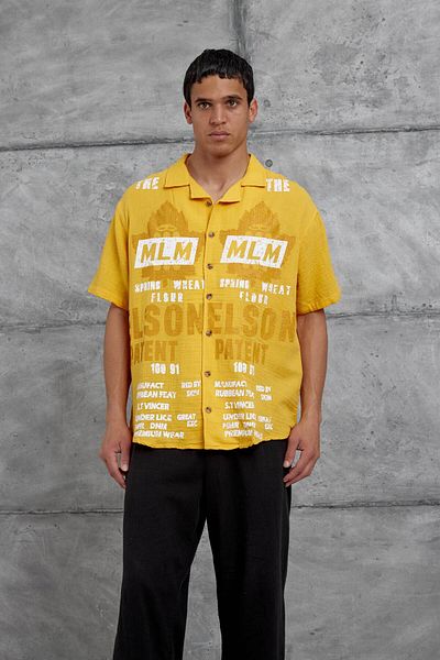 NOMARC Πορτοκαλί Mlm Elson εμπριμέ πουκάμισο Oversize
