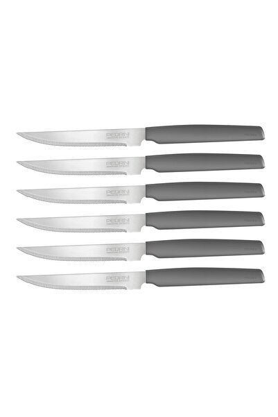 Pedrini مجموعة سكاكين شرائح اللحم 6 قطع بمقبض رمادي داكن