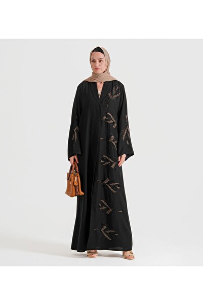 Rosette Abaya Leaves Gold Dantil