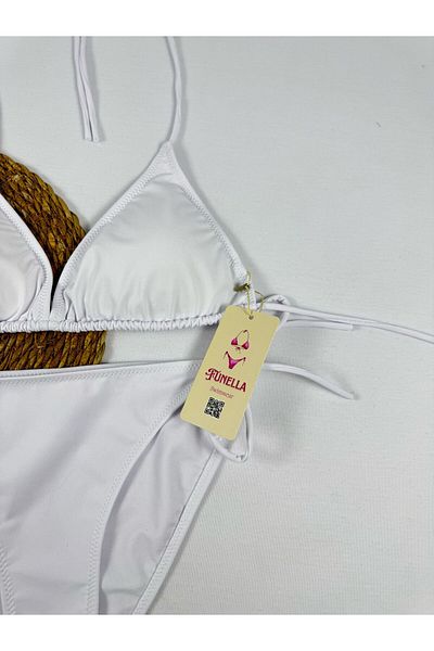 FUNELLA Stylish Women's Bikini Set with White Side and Halter Neck