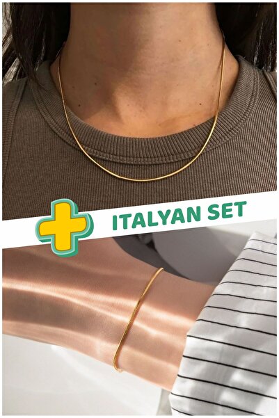 The Collection Yılan İtalyan Gold Çelik Kolye Ve Bileklik Seti
