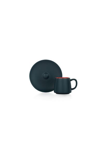 Schafer Aurora 2-Person Coffee Cup Set 4 Pieces-Dark Blue/Red