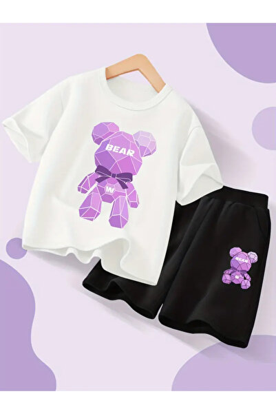 npLStore Дитячий комплект шортів та футболки з принтом ведмедя