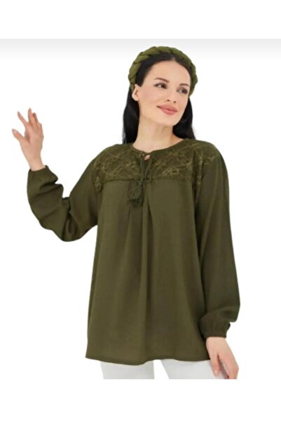 Öz klas Store بلوزة الأم من قماش شيلي بتفاصيل طية صدر السترة للسيدات