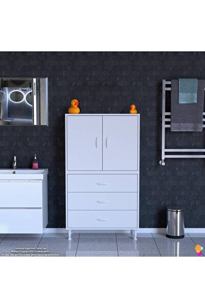 Modilayn İLKİM 70 x 138 x 32,5 cm' lik Kapak İçi Çift Raflı ve 3 Çekmeceli Düzen Harikası Dolap