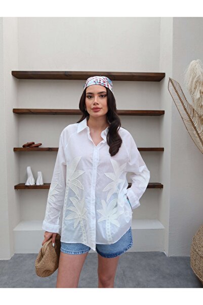 ESRAHELVACI Palmiye Nakışlı Gömlek