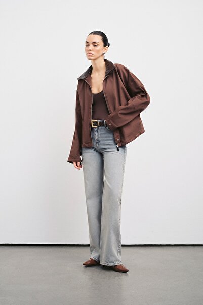 VATKALI Кожено яке с контрастна яка