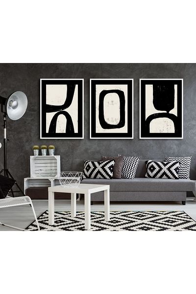 bestablo 3 Piece Framed Abstract Wooden Painting Set Bestablo