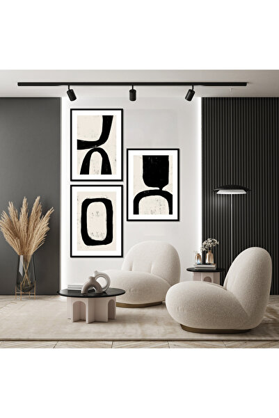 bestablo Σετ αφηρημένο ξύλινο ζωγραφικής με πλαίσιο 3 τεμαχίων Bestablo