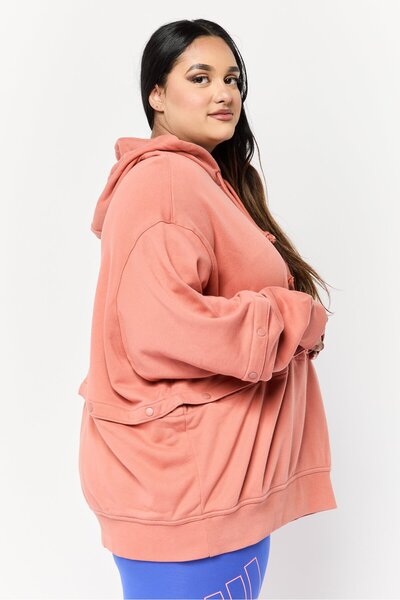 adidas Women Plus Size Long Sleeves Training Hoodie, Pink