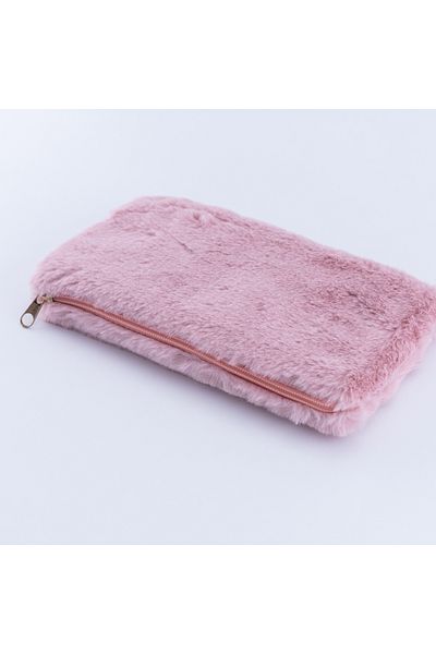 Bimotif Plush Pencil Case with Zipper, 13X23 cm Powder