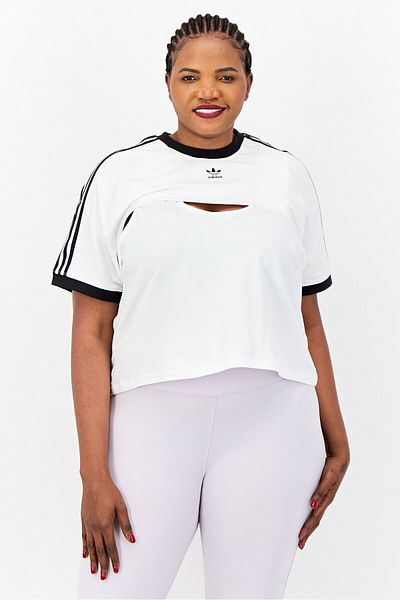 adidas Women Plus Size 2 In 1 Outdoor T-shirts, White