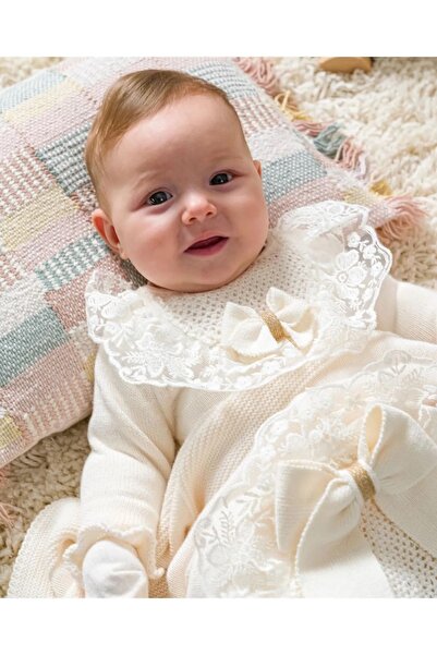 limebabies Nipperland Organik Pamuk Krem Pamuk Kız Bebek Triko Hastane Çıkış ...