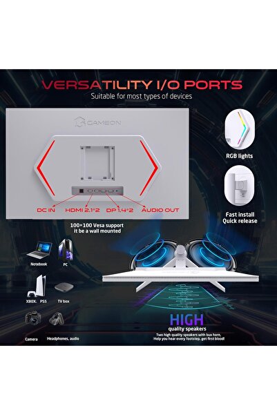 GAMEON GOAP24FHD380IPS 24 Inch Flat Gaming Monitor, FHD 1080p, IPS Panel, 380Hz OC, 0.5ms, HDMI 2.1 White