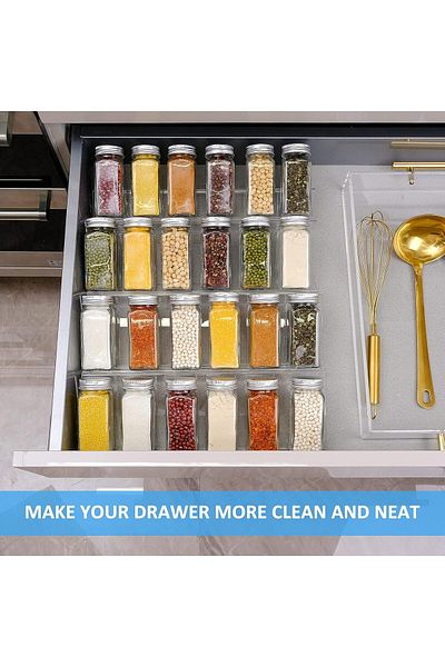 Generic Clear Acrylic 4-Tier Spice Drawer Organizer, Adjustable Kitchen Rack, 13.2x17 in, 1 Pack
