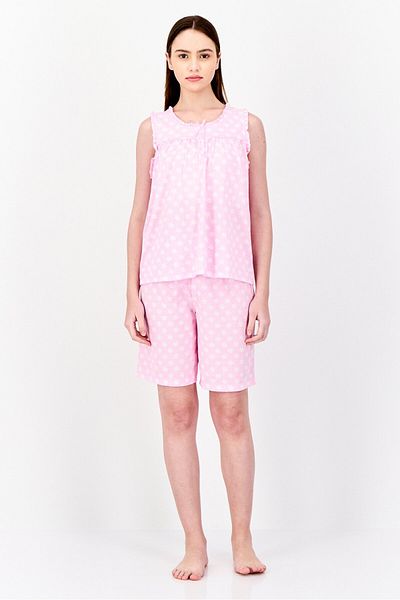 Celestial Dreams Women 2pc Set Floral Print Pajama, Pink