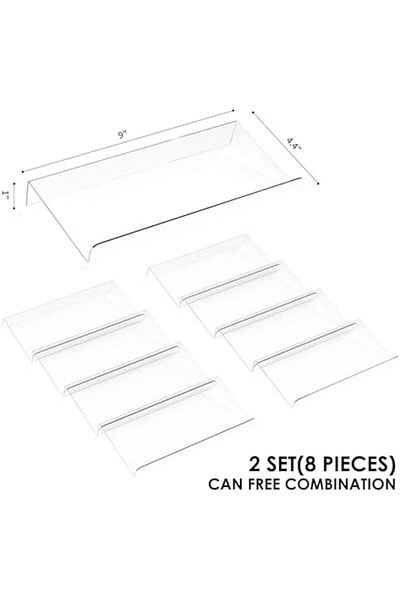 Generic 4-Tier Clear Acrylic Spice Drawer Rack, Expandable Organizer Tray Set for Kitchen (2-Pack)