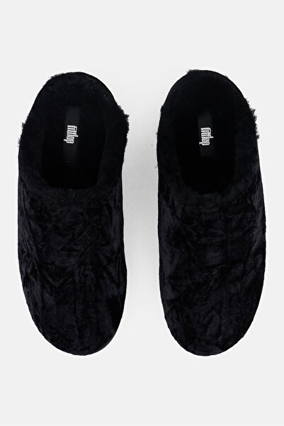 Fitflop Women Chrissie Velvet Faux Fur Slip On Clogs, Black